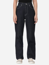 STRAIGHT FIT MID RISE REGULAR WOMEN'S JEANS DARK INDIGO