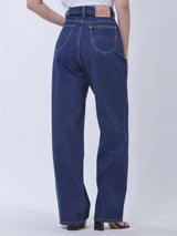 กางเกงยีนส์ผู้หญิง WIDE LEG FIT เอวสูง ทรงขากว้าง สียีนส์กลาง