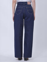 กางเกงยีนส์ผู้หญิง WIDE LEG FIT เอวสูง ทรงขากว้าง สียีนส์เข้ม