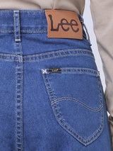 WIDE LEG FIT HIGH RISE RELAXED WOMEN'S JEANS MID INDIGO