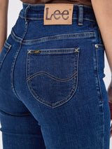 กางเกงยีนส์ผู้หญิง BOOTCUT FIT เอวสูง ทรงตรง-ขาม้า สียีนส์กลาง