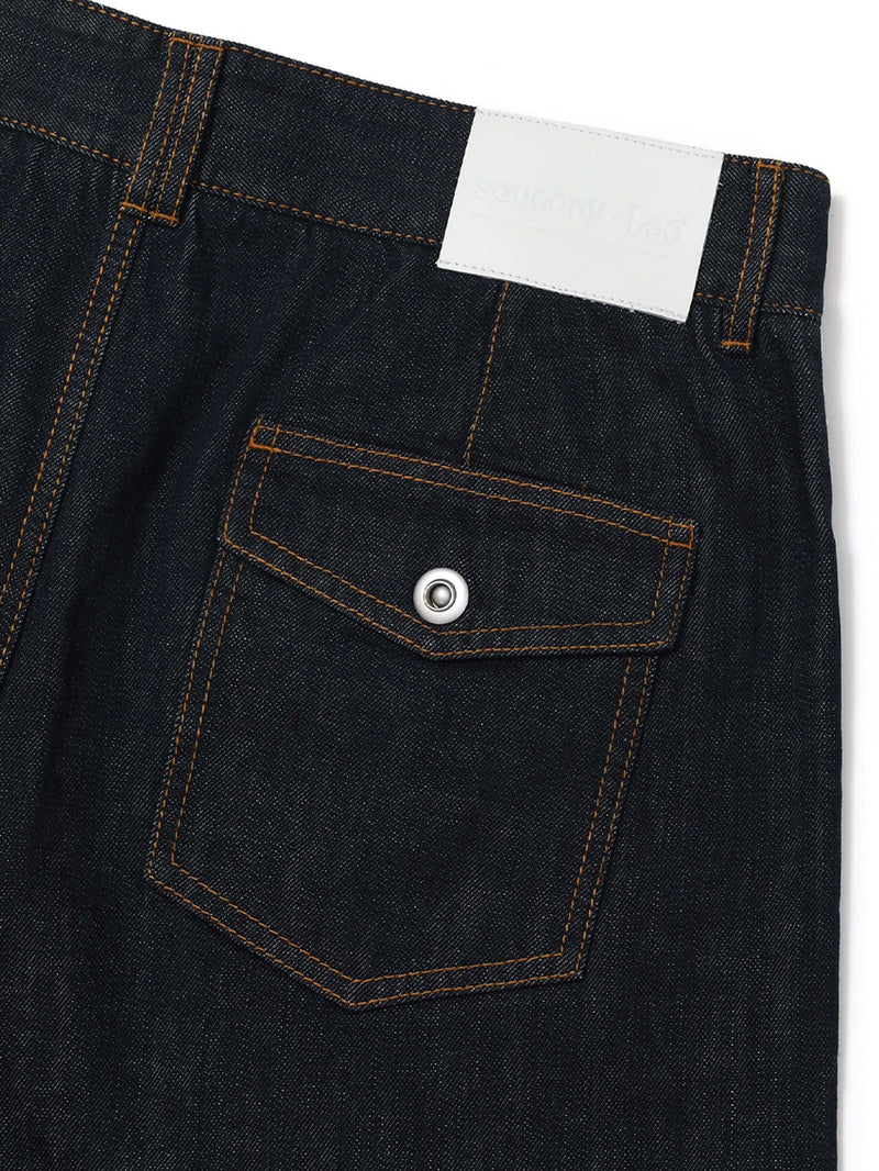 กางเกงยีนส์ผู้ชาย คอลเลคชั่น LEE X SAUCONY RELAXED FIT เอวกลาง ทรงกระบอกใหญ่ สียีนส์เข้ม (ฟอกน้อย)