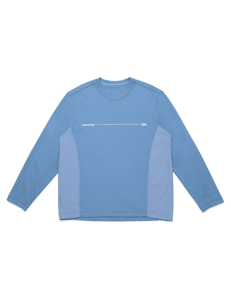 เสื้อยืดแขนยาวผู้ชาย คอลเลคชั่น LEE X SAUCONY RELAXED FIT สีฟ้า