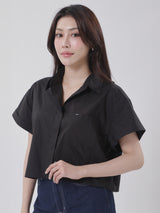 CROPPED FIT DENIM OBSESSION COLLECTION WOMEN'S SHORT SLEEVE SHIRT BLACK