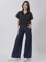 CROPPED FIT DENIM OBSESSION COLLECTION WOMEN'S SHORT SLEEVE SHIRT BLACK