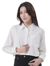 CROPPED FIT DENIM OBSESSION COLLECTION WOMEN'S LONG SLEEVE SHIRT OFF-WHITE