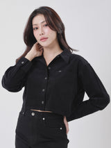 CROPPED FIT DENIM OBSESSION COLLECTION WOMEN'S LONG SLEEVE SHIRT BLACK