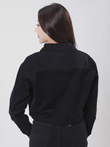 CROPPED FIT DENIM OBSESSION COLLECTION WOMEN'S LONG SLEEVE SHIRT BLACK