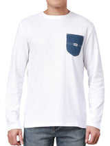เสื้อยืดแขนยาวผู้ชาย คอลเลคชั่น DENIM OBSESSION COMFORT FIT สีขาว