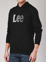 เสื้อฮู้ดดี้แบบสวมผู้ชาย ทรงตรง สีดำ