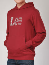 เสื้อฮู้ดดี้แบบสวมผู้ชาย ทรงตรง สีแดง