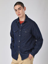 REGULAR FIT 101 COLLECTION MEN'S LONG SLEEVE DENIM SHIRT MID INDIGO