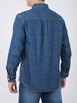 REGULAR FIT MEN'S LONG SLEEVE DENIM SHIRT MID INDIGO