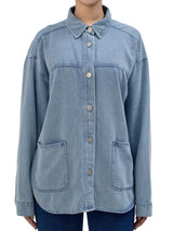 OVERSIZE FIT WOMEN'S LONG SLEEVE DENIM SHIRT LIGHT INDIGO