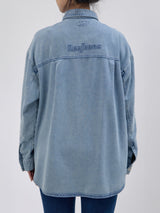OVERSIZE FIT WOMEN'S LONG SLEEVE DENIM SHIRT LIGHT INDIGO