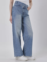 WIDE LEG FIT DENIM OBSESSION COLLECTION HIGH RISE RELAXED WOMEN'S JEANS LIGHT INDIGO