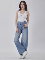 WIDE LEG FIT DENIM OBSESSION COLLECTION HIGH RISE RELAXED WOMEN'S JEANS LIGHT INDIGO
