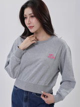 เสื้อสเวตเชิ้ตผู้หญิง คอลเลคชั่น DENIM OBSESSION CROPPED FIT สีเทา