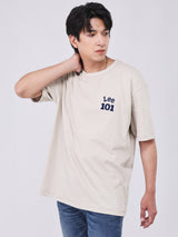 เสื้อยืดแขนสั้นผู้ชาย คอลเลคชั่น 101 LOOSE FIT สีเบจ