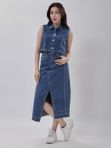 กระโปรงผู้หญิง คอลเลคชั่น DENIM OBSESSION สียีนส์กลาง