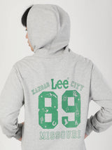 เสื้อฮู้ดดี้มีซิปผู้ชาย ทรงตรง สีเทา