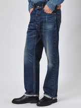 กางเกงยีนส์ (ริมน้ำเงิน) ผู้ชาย คอลเลคชั่น 101 RETRO STRAIGHT FIT เอวสูง ทรงกระบอก สียีนส์กลาง