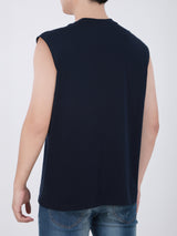 เสื้อยืดแขนกุดผู้ชาย ทรงตรง สีกรมท่า