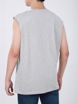 เสื้อยืดแขนกุดผู้ชาย ทรงตรง สีเทา