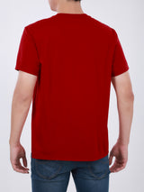 เสื้อยืดแขนสั้นผู้ชาย ทรงตรง สีแดง