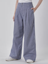 กางเกงยีนส์ผู้หญิง คอลเลคชั่น DENIM OBSESSION WIDE LEG FIT เอวสูง ทรงขากว้าง สียีนส์เข้ม