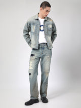 กางเกงยีนส์ (ริมน้ำเงิน) ผู้ชาย คอลเลคชั่น 101 RETRO STRAIGHT FIT เอวสูง ทรงกระบอก สียีนส์อ่อน