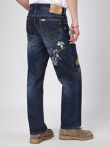 กางเกงยีนส์ผู้ชาย คอลเลคชั่น 101 RETRO STRAIGHT FIT เอวสูง ทรงกระบอก สียีนส์เข้ม