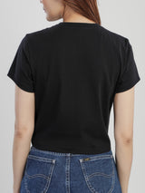 เสื้อยืดแขนสั้นผู้หญิง CROPPED FIT สีดำ