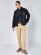 เสื้อแจ็คเก็ตผู้ชาย คอลเลคชั่น 101 ทรงตรง สียีนส์เข้ม