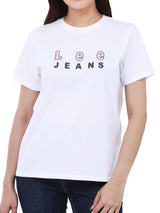 เสื้อยืดแขนสั้นผู้หญิง ทรงตรง สีขาว