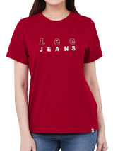 เสื้อยืดแขนสั้นผู้หญิง ทรงตรง สีแดง