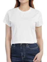 เสื้อยืดแขนสั้นผู้หญิง CROPPED FIT สีขาว