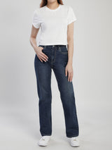 เสื้อยืดแขนสั้นผู้หญิง CROPPED FIT สีขาว