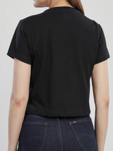 CROPPED FIT WOMEN'S SHORT SLEEVE T-SHIRT BLACK
