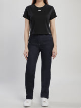 CROPPED FIT WOMEN'S SHORT SLEEVE T-SHIRT BLACK