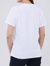 เสื้อยืดแขนสั้นผู้หญิง ทรงตรง สีขาว