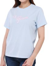 เสื้อยืดแขนสั้นผู้หญิง ทรงตรง สีฟ้า