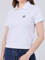 เสื้อโปโลแขนสั้นผู้หญิง SLIM FIT สีขาว