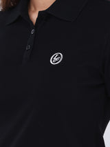 เสื้อโปโลแขนสั้นผู้หญิง SLIM FIT สีดำ