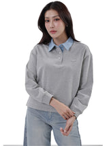 OVERSIZE FIT WOMEN'S LONG SLEEVE POLO GREY
