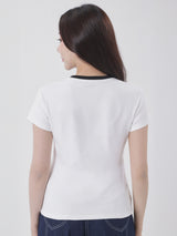 เสื้อยืดแขนสั้นผู้หญิง SLIM FIT สีขาว