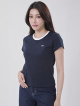เสื้อยืดแขนสั้นผู้หญิง SLIM FIT สีกรมท่า