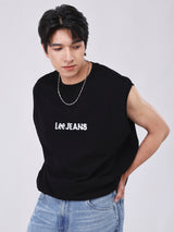 เสื้อยืดแขนกุดผู้ชาย COMFORT FIT สีดำ