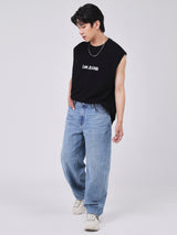 เสื้อยืดแขนกุดผู้ชาย COMFORT FIT สีดำ
