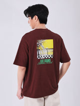 เสื้อยืดแขนสั้นผู้ชาย LOOSE FIT สีน้ำตาล
